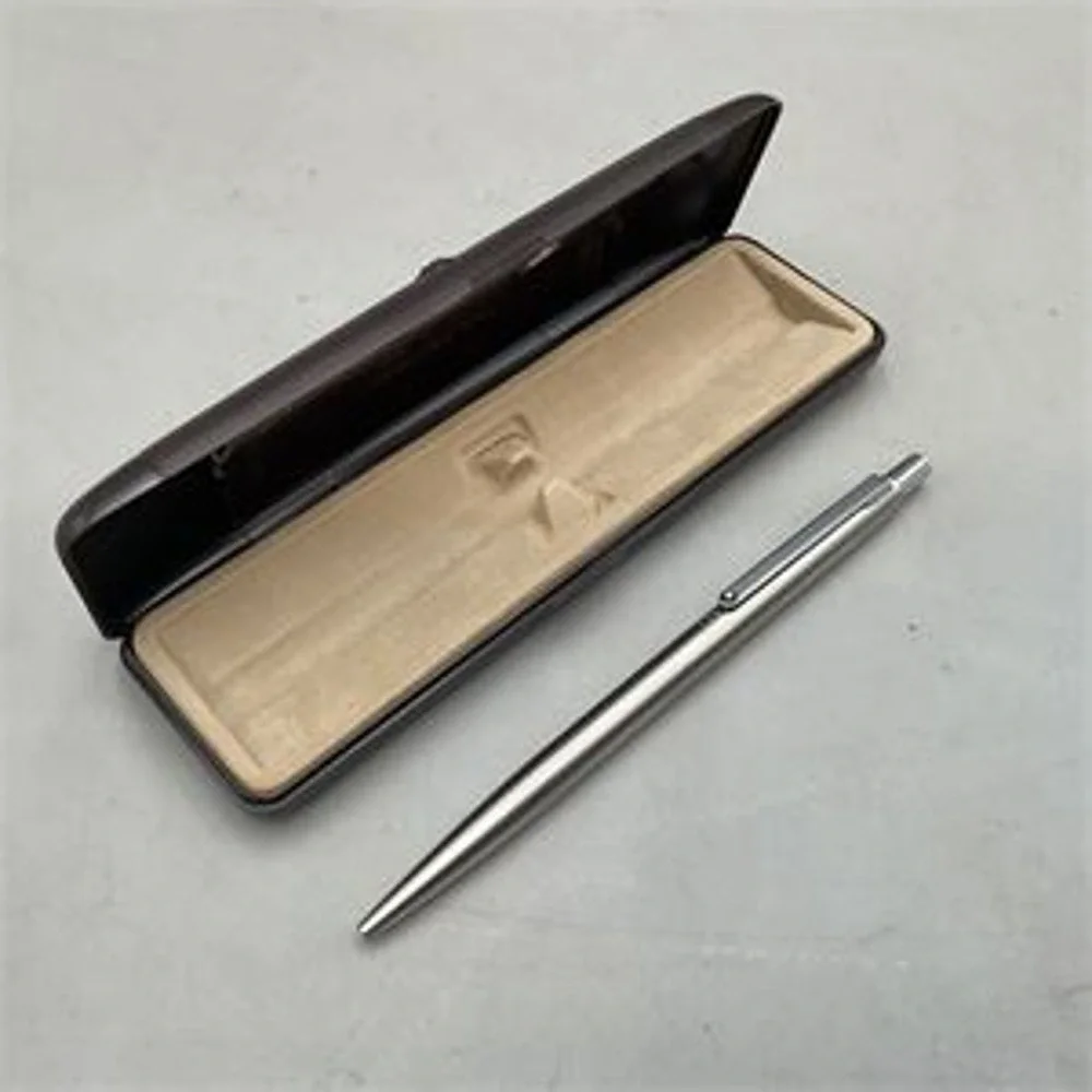 Vintage Montblanc Noblesse Slimline Stainless Steel Ballpoint Pen w/Case